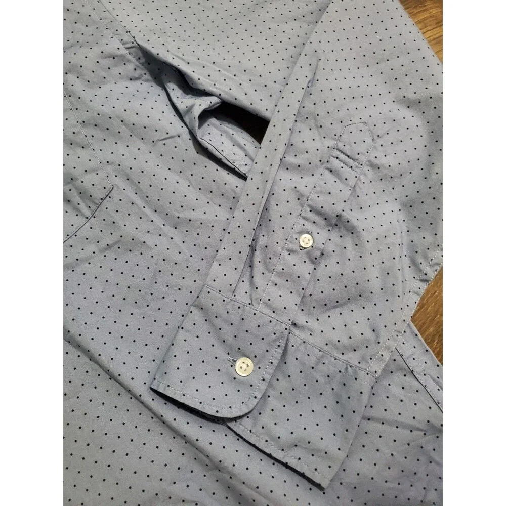 J. Crew Flex Washed Shirt Button Down Men XL Blue Polka Dots Stretch Slim NEW